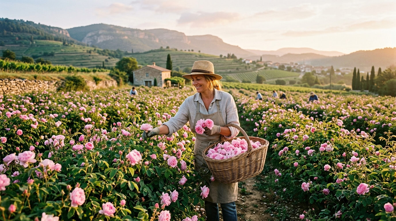 Rose de Mai harvest in Grasse, France